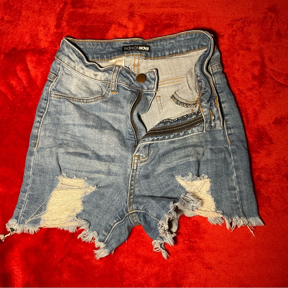 High-Waisted Jean Short Shorts Distressed